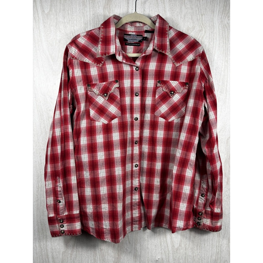 Panhandle Slim Western Shirt XL Red Plaid Pearl Snap Cowboy Rodeo Ranch